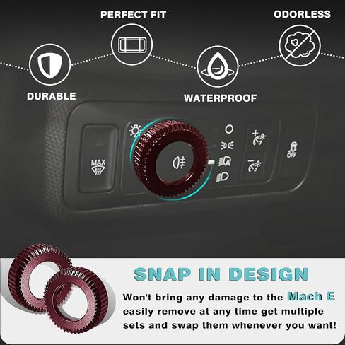 BestEvMod Light Button Knob Metal Cover Compatible with Mach E 2021 2022 2023 2024 Accessories Light Shift Switch Knob Metal Cover Zinc Alloy SNAP in Design (Black) in Saudi Arabia