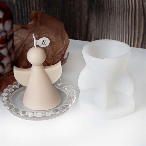 نغمة متعة الحد الأدنى من الملاك شكل شمعة سيليكون قوالب لصنع الشموع والراتنج والشموع العطرية والصابون الشمع المصنوع يدويًا ، ديكور المنزل ، الحرف in Kuwait
