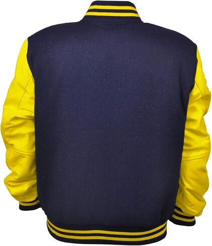 Men's Varsity Jacket Genuine Leather Sleeve and Wool Blend Letterman Boys College Varsity Jackets XS-5XL (US, Alpha, 3X-Large, Regular, Regular, Black/White) in Saudi Arabia