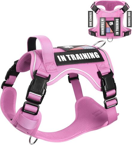 خدمة Winsee Dog Dog في تسخير التدريب مع 5 PCS بقع ، تسخير سترة الكلب التكتيكي العاكس ، تسخير PET ناعم قابلة للتعديل مع مقبض التحكم السهل ، لوحات الخطاف والحلقة للمشي المشي لمسافات طويلة in Kuwait