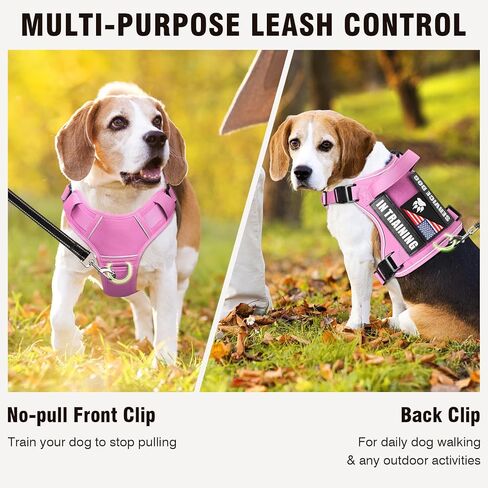 خدمة Winsee Dog Dog في تسخير التدريب مع 5 PCS بقع ، تسخير سترة الكلب التكتيكي العاكس ، تسخير PET ناعم قابلة للتعديل مع مقبض التحكم السهل ، لوحات الخطاف والحلقة للمشي المشي لمسافات طويلة in Kuwait