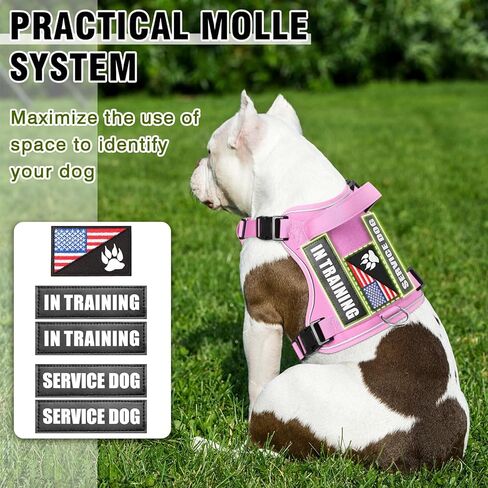 خدمة Winsee Dog Dog في تسخير التدريب مع 5 PCS بقع ، تسخير سترة الكلب التكتيكي العاكس ، تسخير PET ناعم قابلة للتعديل مع مقبض التحكم السهل ، لوحات الخطاف والحلقة للمشي المشي لمسافات طويلة in Kuwait