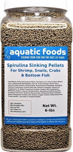 Aquatic Foods Inc. Spirulina Sinking Pellets for Shrimp, Snails, Crabs, Catfish, Plecos for All Tropical Fish 1/16" x 3/8" Pellets by Zeigler...12oz Small Jar in Saudi Arabia