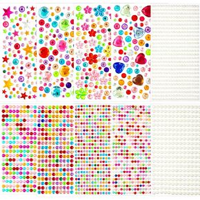 2880 PCS ملصقات الأحجار الكريمة الحرف للأطفال ، أحجار الراين اللاصقة للحرف اليدوية ، تلتصق على ملصقات أحجار الراين ، ملصقات جوهرة الأكريليك للحرف اليدوية ، ووجه شعر الديكور اللزج.