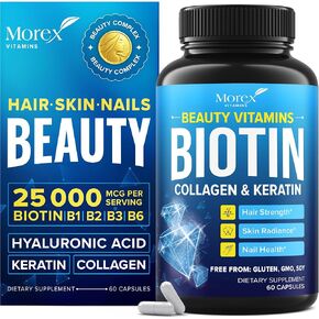 Biotin Keratin & Collagen Capsules - Made in USA - Natural Fish Collagen, Keratin & Biotin for Hair Growth - Biotin & Collagen Vitamins with Multi Collagen Peptides for Hair Loss, Skin & Nails