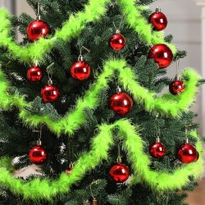 Riceshoot 3 PCS 20 قدم عيد الميلاد Garland Lime Green لزخارف شجرة عيد الميلاد شجرة عيد الميلاد معلقة Garland زخارف ريش