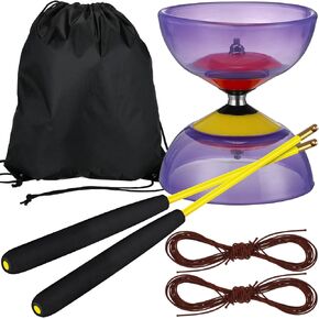 6 قطع مجموعة ألعاب Diabolo الصينية تشمل 5 بوصات خمسة ألعاب Diabolo Ball مع 2 قطع من سبيكة Diabolo العصي 2 قطع الحبال كيس الرباط للمتعة (الأرجواني)