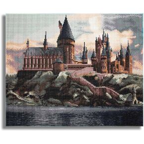 Crafthub Harry Potter Diamond Art - Hogwarts Castle - 5D Diamond Painting Kit & Tools - مع صواني كبيرة وأقلام الضوء - البضائع المرخصة رسميًا - 19.7 '× 23.6 "