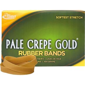 Alliance Rubber 20845 Pale Crepe Gold Rubber Bands Size #84 ، 1 LB Box يحتوي على تقريبًا. 240 نطاقات (3 1/2 "× 1/2" ، غولدن كريب)