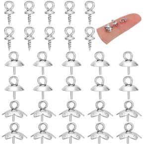30pcs 3 أنماط من الفولاذ المقاوم للصدأ كوب العين دبابيس كوب لؤلؤة الكفالة السنانير الدبوس المعدنية لدبوس لاتفاقية قرط القرط المجوهرات صنع مجوهرات صنع الإكسسوارات