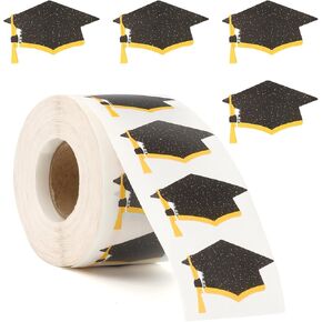 ملصقات غطاء التخرج ، 500 PCS ملصقات التخرج السوداء 2025 ، 1 1.5 "فئة قبعة الدراسات العليا من 2025 ملصق ، مبروك ملصقات الدرجات الشارات على مظاريف لحفل التخرج من المدارس الثانوية في الكلية