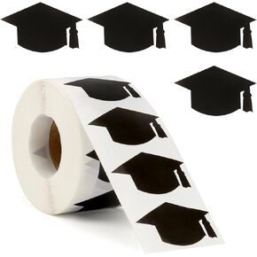 Graduation Cap Stickers, 500 PCS Black Graduation Stickers 2025, 1.5" Graduate Hat Class of 2025 Sticker, Congrats Grad Labels Decals for Envelopes for College High School Graduations Party Decoration in Kuwait