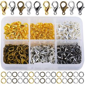 700 Pcs Lobster Clasps and Open Jump Rings Set, 5 Colors 12mm Lobster Claw Clasps with 7 * 5mm Jump Rings, Lobster Clasps Jewelry Kit for DIY Jewelry Making Accessories in Saudi Arabia