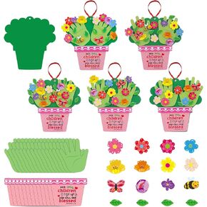 Whatsign 12 مجموعات الأمهات يوم زهرة الزهرة الحرفية DIY Mothers Day Handprint Craft for Kids Dender Make Mothers Day Floral Handprint Crafts kits for Happy Mothers Dine Decor Mode Sciet