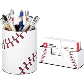 PU Leather Baseball Pen Pender حامل بطاقة العمل مجموعة قلم رصاص منظم الفرشاة المكياج بطاقات العمل المكتبية