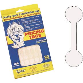 N’ICEPackaging - 500 Qty من Tyvek White Long -Barbell Jewelry Sepans و Price and Identition Tags (1.88 "x .5") - لمبيعات / سوق التنظيف / البراغيث / الشحنة / العرض