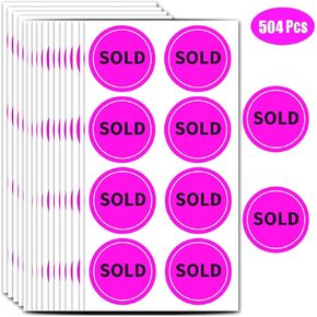 reMarkable Sold Stickers - 504 Labels, Purple, 1 inch, Fluorescent, Sold Point of Sale Pricing Inventory Control Retail Stickers