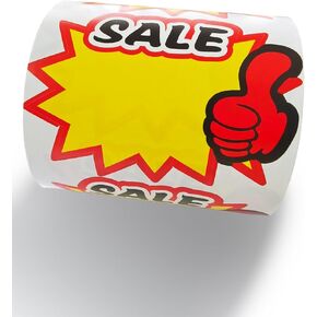 ملصقات بيع علامة Starburst 4 × 3 بوصات لذاته ، علامات سعر فارغة ، ملصقات قابلة للإزالة ، تسميات مقاومة للماء للمرآب التجزئة 500 PCS