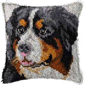 GLAECYY Latch Hook Kits for Adults DIY Throw Pillow Cover with Printed Dog Canvas Cushion Crochet Yarn Needlework Embroidery Pillow Cover Home Sofa Decoration 17" x 17"(Dog)