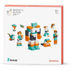 Pixio Manga - Tiny Magnetic Building Toy في نمط فن البيكسل مع تطبيق مجاني - 5/16 "مكعبات بلاستيكية مع 6 مغناطيس داخل - لعبة مفتوحة - لعبة الإبداع للأعمار 6+