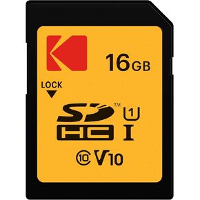 KODAK Premium Memory Card 16GB, 85MB/s Read Speed, 25MB/s Write Speed for Full HD Video and High-Resolution Pictures, Compatible with SDHC Standard - EKMSD16GHC10K