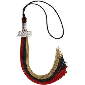 Endea Graduation Triple Color Tassel with Silver Date Drop (Black/Red/White, 2025)