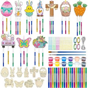 jiytivity 30 حزمة عيد الفصح مجموعة رنين الرياح DIY خشبي عيد الفصح الحرفية أرنب الجزر الجزرة البيض رنينا للتعليق الزخارف زخرفة الحفلات