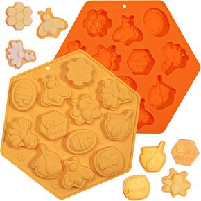 Webake Bee Soap Mould مع 7 أشكال مختلفة ، قالب سيليكون صغير الحجم من النحل 12-CAVITY لصنع الصابون محلي الصنع ، جيلو ، شوكولاتة ، ذوبان الشمع ، زينة كب كيك ، حزمة 2