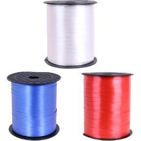 3 لفات شريط الشباك المجعد للهدية غلاف البالون شريط الشريط مجعد الشريط رفيع الشريط الهدية لفائف لفريق عيد الحب زفاف الزفاف ديكور أبيض أزرق أحمر in Kuwait