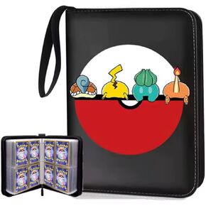 Premium Collector Album & Card Binder - 4 Pocket Card Folder for MTG, TCG, Sports Cards - Includes 50 Removable Sleeves, Holds 400 Cards - 3-Ring Zipper Sports Book
