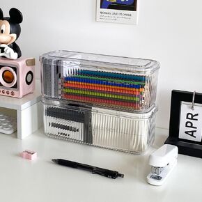 3 حزمة Clear Pen منظم للدرج المكتبي ، حاوية تخزين المكاتب المنزلية البلاستيكية للعلامة ، تلوين ، فرش ، ألعاب صغيرة ، مصنوعات فنية ، قلم رصاص مع غطاء