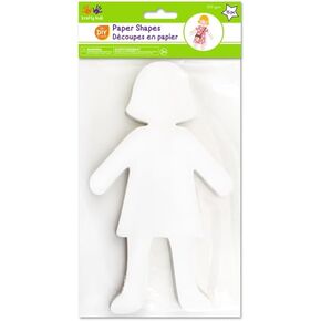 Paper People (Girl) Cutouts - White Shapes for Crafts - 15 Count