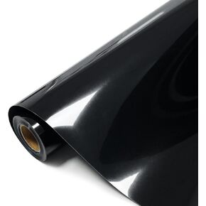 لفائف HTV نقل الحرارة السوداء - 12 "× 8 قدم نقل الحرارة الأسود HTV لـ DIY Tshirt ، LRON على الفينيل من أجل CRICUT وجميع الحديد الآلي على الفينيل يسهل قصه فينيل الحرارة (الأسود