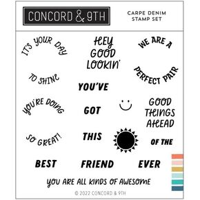 مجموعة طوابع Concord & 9th Carpe Denim -15 طوابع لصناعة البطاقات ، والورق ، وبطاقات أعياد الميلاد ، وعيد الحب