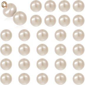 10 mm Beige Pearl Buttons, 30 PCS Pearl Button for Clothes, Decorative Round Pearls Button with Shank for Sewing, Dresses, Shirts, DIY Crafts (2.3 mm Hole)