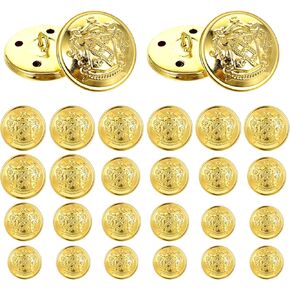 24 Pieces Gold Buttons for Blazer, Vintage Metal Blazer Button for Men, Women, Gold Brass Buttons for Blazer Suits Coat Jacket Uniform(15mm 20mm 25mm)