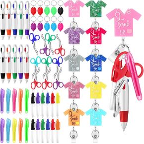 60 PCS PEN PEN مجموعة مع بكرة شارة التمريض ، قلم علامة النيون ، أقلام ممرضة مينور ميني ، أقلام مكوكية قابلة للسحب ، مقص ، مصباح يدوي مفتاحي ليدز لطلاب التمريض (أنيقة) (أنيقة)