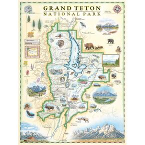 ملصق Grand Teton National Park Map-18x24 طباعة الطباعة الحجرية على الطراز الخمر مع أحبار الصويا-هدية فريدة للمسافرين ، والمعلمين ، والوصفات التاريخ-المصنوعة في الولايات المتحدة الأمريكية