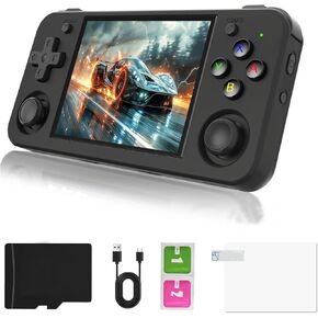 RG35XX H Retro Game Console,3.5 Inch IPS Screen Built-in 64GB+128GB TF Card,with 3300mAh Battery Linux System Games Consoles,Support HD and TV Output Casual Game Console(Black)