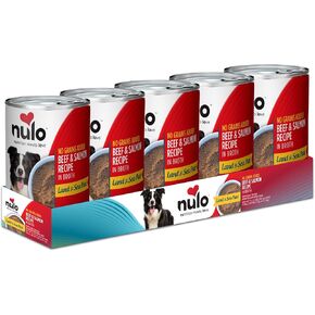 Nulo Beef & Salmon in Broth Land & Sea Pate Wet Canned Dog Food, 12 Ounce, Cans Pack of 5