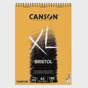 ورقة Canson XL Bristol 180GSM A4 ، سلسة للغاية ، وسادة قصيرة الجانب ، 50 ورقة بيضاء إضافية ، مثالية للفنانين والرسامين المحترفين