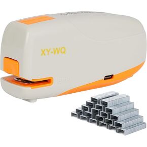 XY-WQ Mini Automatic Electric Stapler - 15 Sheet Capacity and AC Adapter - Electric Stapler, Jam Free, Small Cute Compact Travel Size for Students & Office (Grey)