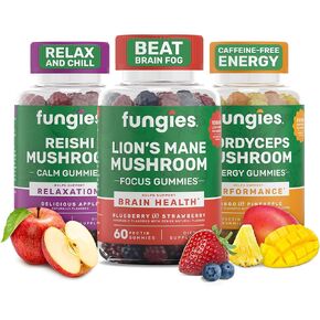 Fungies Cordyceps Mushroom Energizing Gummies - Supports Energy, Endurance, Athletic Performance - 60 Count (Natural Mango and Pineapple Flavor, Gelatin-Free, Gluten-Free, Non-GMO, Vegan)