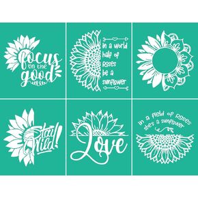 Sunflowers Stencils,Self-Adhesive Reusable Mesh Silk Screen Stencil for Painting on Wood, Canvas, Paper, Fabric, Walls, Furniture, Crafts Home Decor
