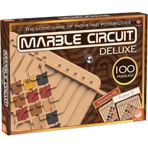 Mindware Marber Circuit Deluxe Deluxe Brain Teaser Bazzles - لعبة المنطق للاعب واحد - هدية رائعة للأطفال والكبار - لعبة متاهة رخامية متميزة مع 100 ألغاز في الدماغ - تتراوح أعمارهم بين 8+