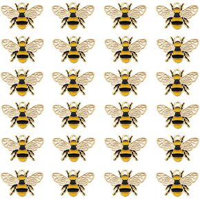 Lot of (x24) Gold Black Colorful Enamel Oil Drip Honeybee Craft Cute Bee Charms 1 by 0.7 inch Pendants Earrings Bracelets Making Jewelry Findings 26x17mm