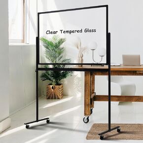 Dry Erase Whiteboard Easel on Wheels - TANKEE 48" x 32" Large Double Sided Mobile Whiteboard, Reversible Magnetic Rolling White Board for Home Office Classroom, Flip Chart Holders and Paper Pad