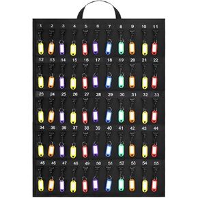 Rollable Key Case - 55 Key Tags Included - Roll Up Key Organizer with 55 Hooks - Fire and Water Proof