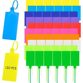 120 PCS Large Plastic Shipping Tags, 2.3" x 9.8", Waterproof Self Locking Seal Tags with Zip Ties - Mixed 10 Colors