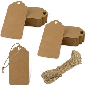 100 Pieces Writable Kraft Paper Price Tags with String for Gift Clothing Marking Tags